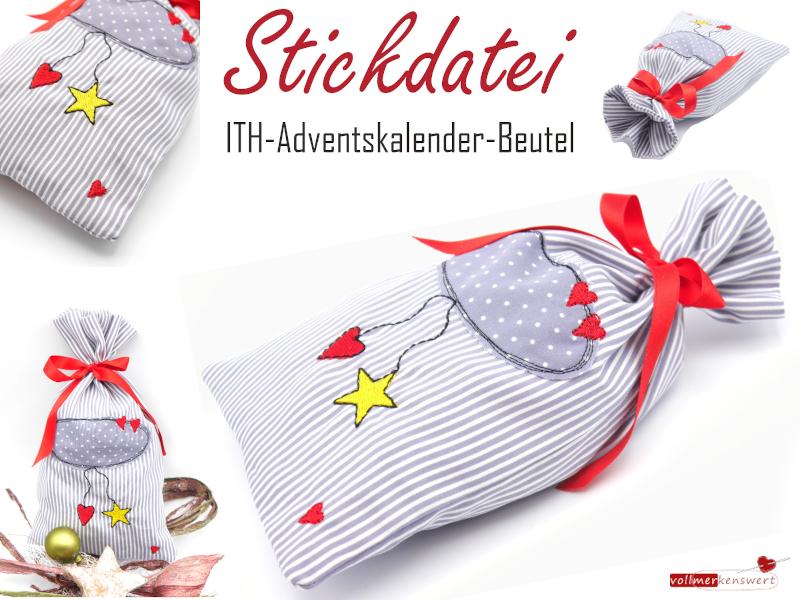 Stickdatei ITH Weihnachtsbeutel (ohne Schriftzug) für 20x36 cm Stickrahmen S355-01